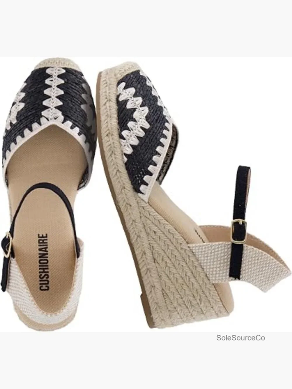 Closed Toe Espadrille Wedge Sandals Woven Raffia Ankle Strap Comfort Footbed
